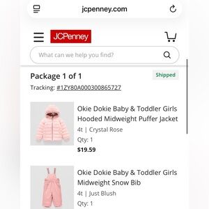 Okie Dokie Crystal Rose Hooded Puffer Jacket